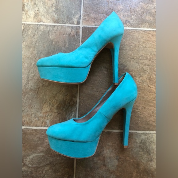 WOMENS FAUX SUEDE PLATFORM HIGH HEEL PUMPS SIZE: 9.0 - Picture 5 of 10